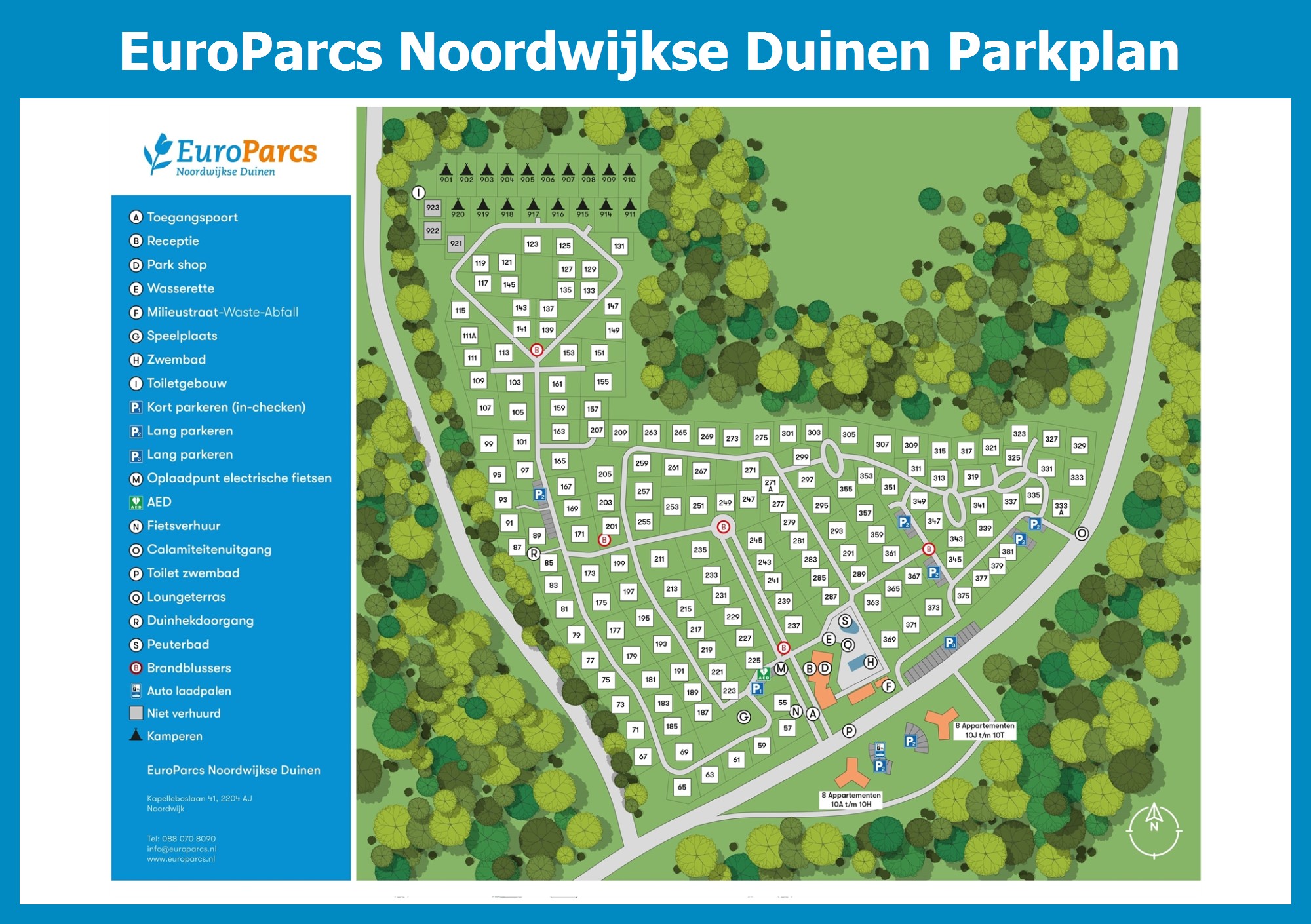 Karte und Lageplan EuroParcs Noordwijkse Duinen