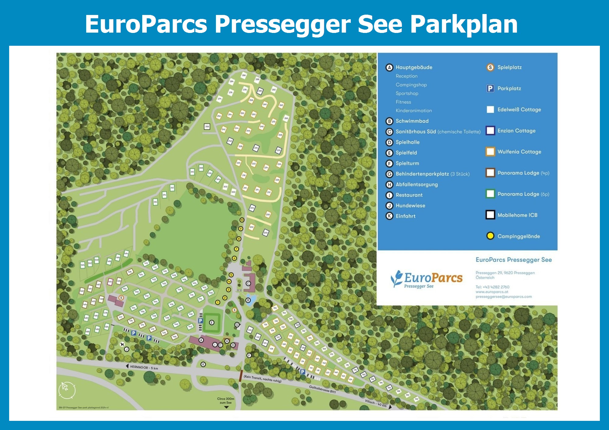 Karte und Lageplan EuroParcs Pressegger See