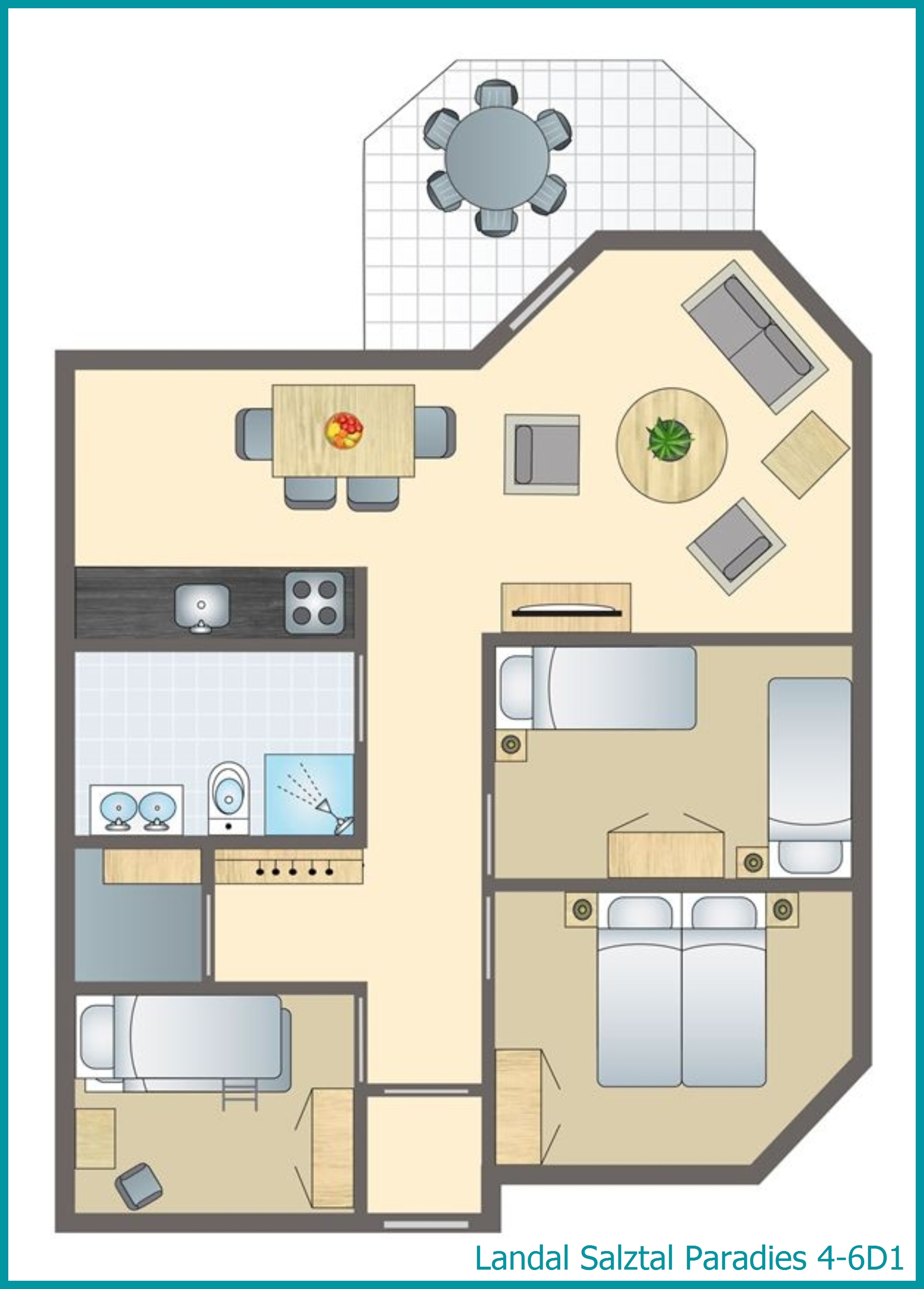 4-6-Personen-Ferienwohnung 4-6D1 in Salztal Paradies