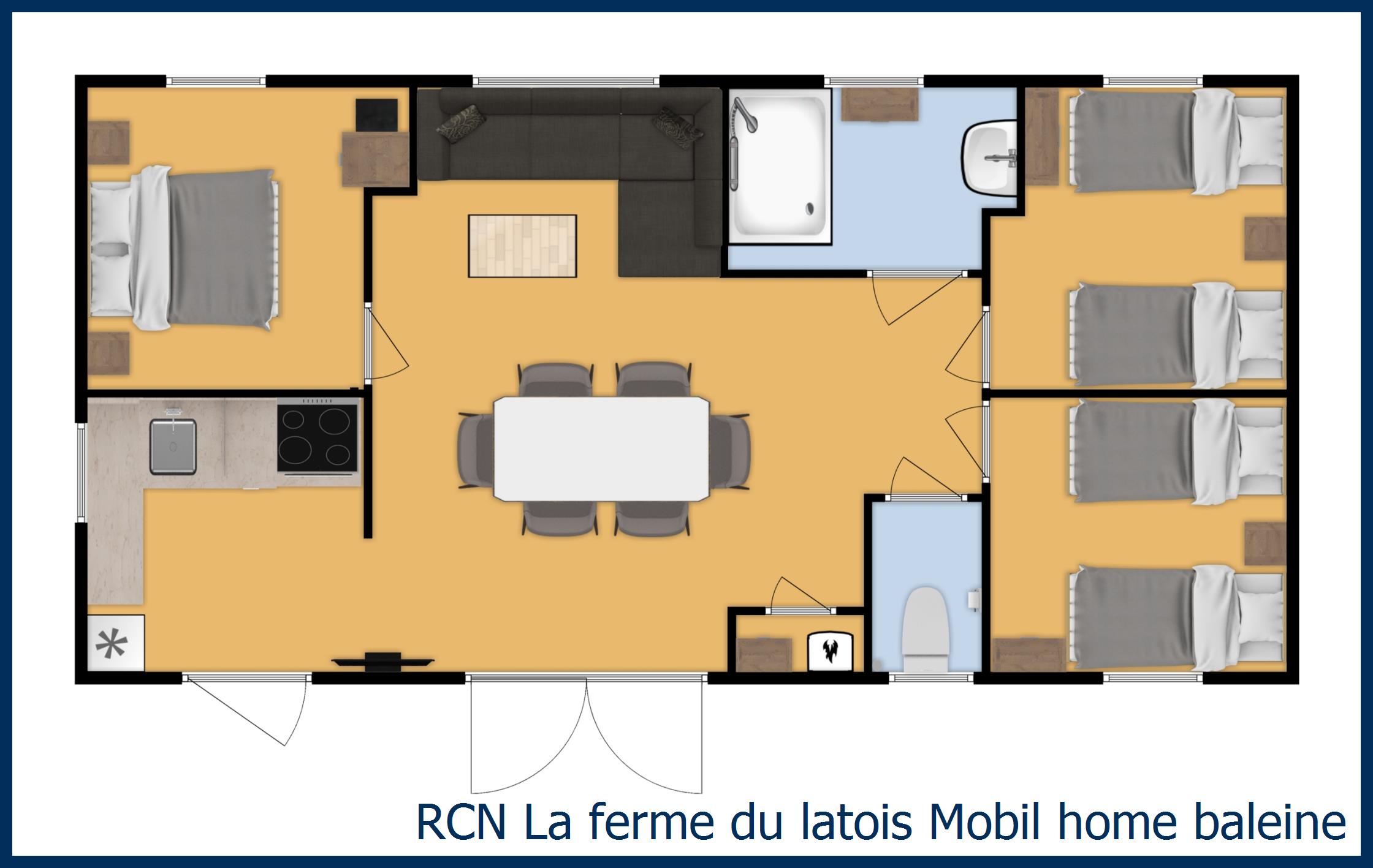 Caravane Mobil home baleine à La Ferme du Latois