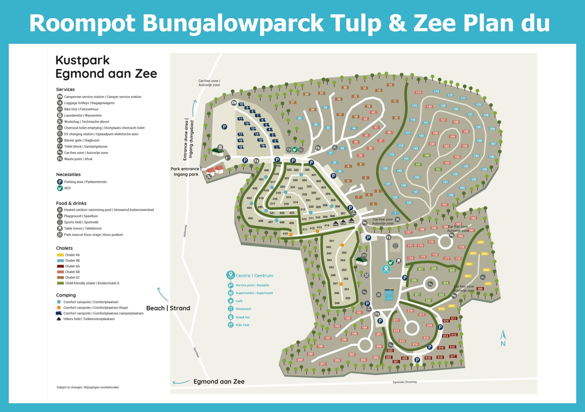 Plan Roompot Bungalowparck Tulp & Zee